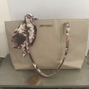 Betsy Johnson XO Zaria Purse Tote Floral Taupe And Scarf